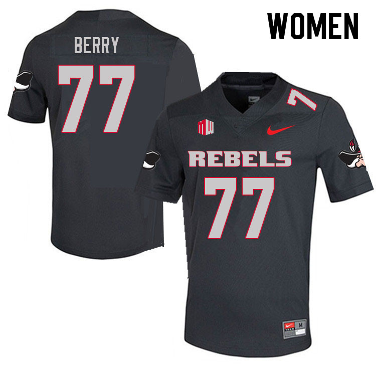 Women #77 Anthony Berry UNLV Rebels College Football Jerseys Sale-Charcoal - Click Image to Close